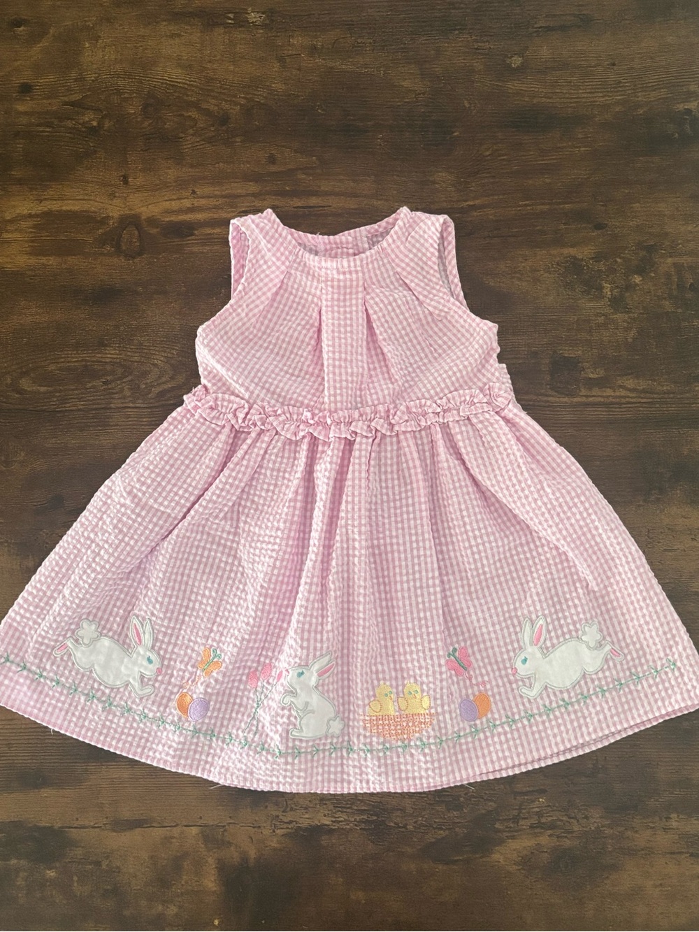 Girls 2T Good Lad Pink Seersucker Bunny Embroidered Dress